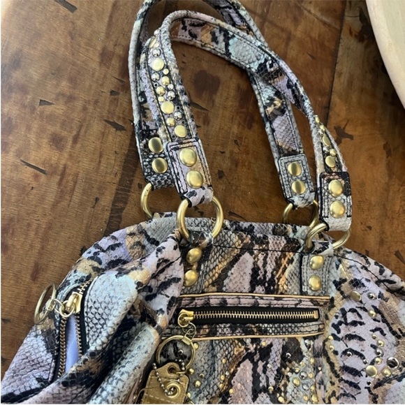 Coach Studded Snake Print Shoulder Bag - Picture 14 of 15